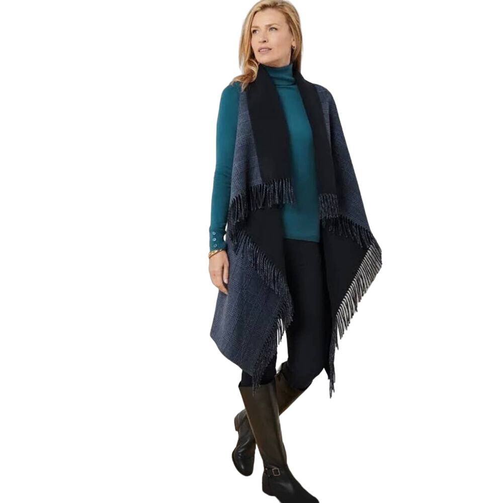 Talbots Wool Blend Plaid Wrap Cardigan XS/S